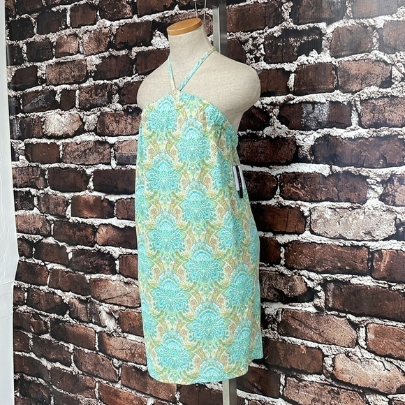 O'Neil Dress Small Green Floral NWT Halter Top Midi Declan Summer - Picture 6 of 17